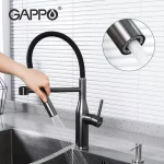 Смеситель для кухни GAPPO G4398-51 с гибким изливом, 2 режима черный