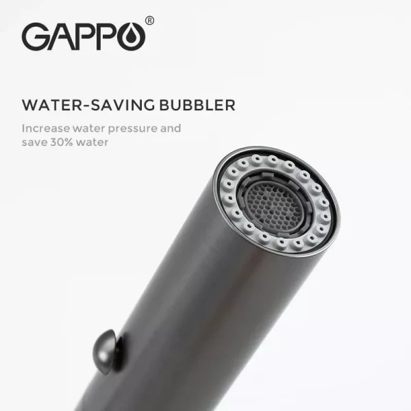 Смеситель для кухни GAPPO G4398-51 с гибким изливом, 2 режима черный