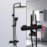 Душевая система GAPPO G2491-6 с термостатом черная с переключателем на лейку