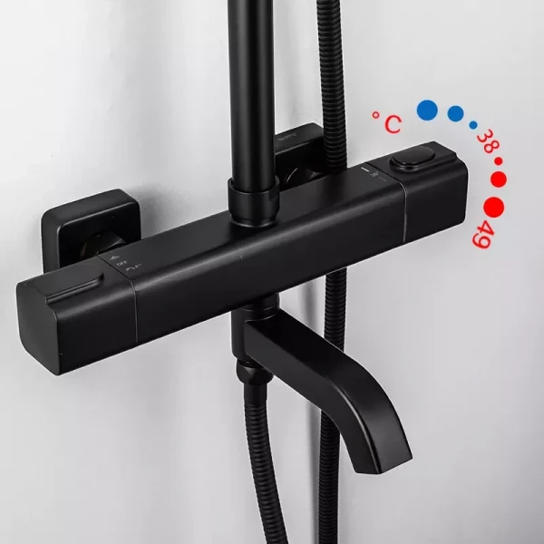 Душевая система GAPPO G2491-6 с термостатом черная с переключателем на лейку