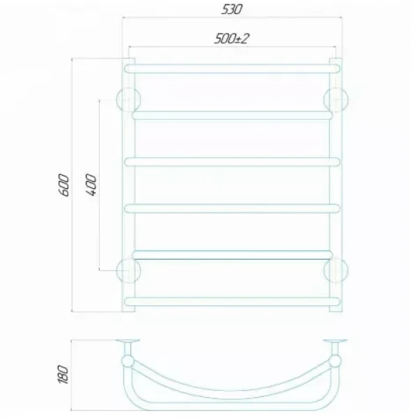 Полотенцесушитель электрический DEFFI Аквамикс 500x600 60 Вт левый черный