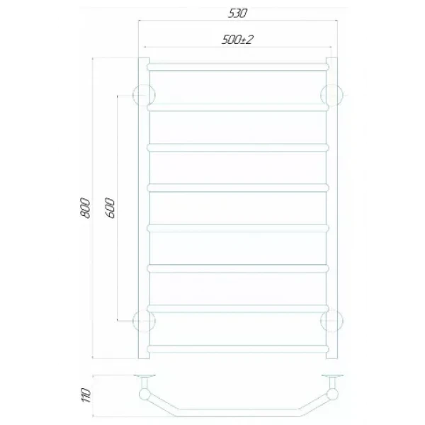 Полотенцесушитель электрический DEFFI Трапеция 500x800 80 Вт белая, правая