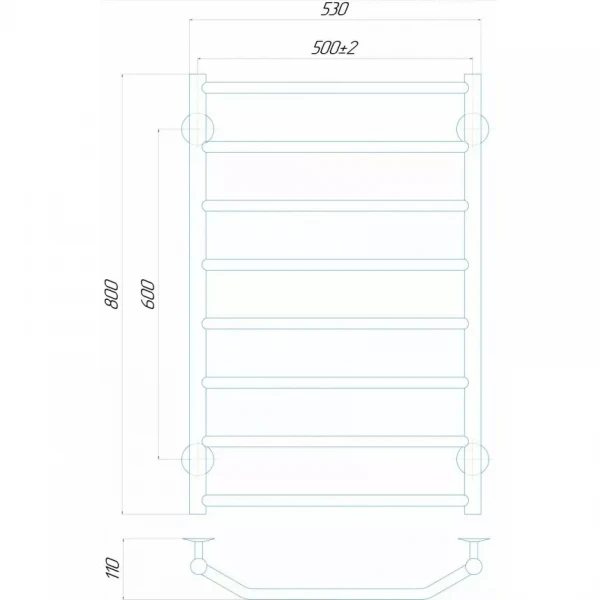 Полотенцесушитель электрический DEFFI Трапеция 500x800 80 Вт белая, правая