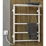 Полотенцесушитель электрический DEFFI Стандарт с полкой 500x700 левый 100 Вт белый