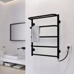 Полотенцесушитель электрический DEFFI Стандарт с полкой 500x700 100 Вт левый черный