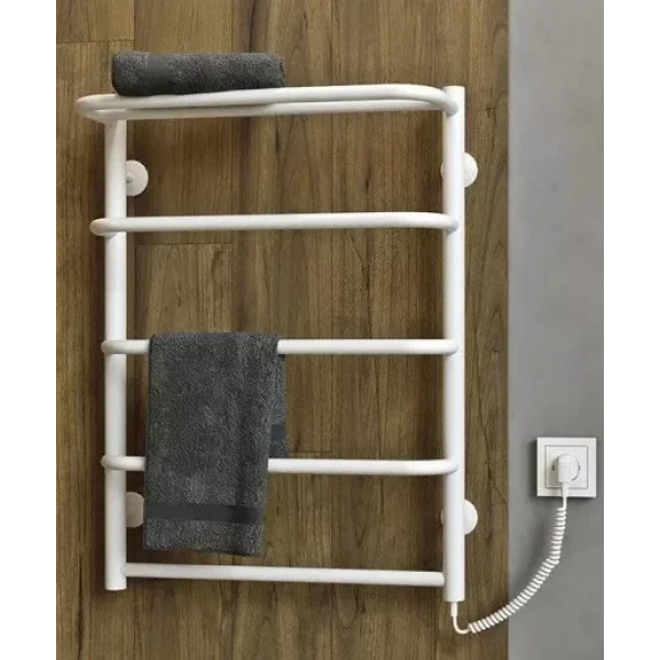 Полотенцесушитель электрический DEFFI Стандарт с полкой 500x700 мм, 100 Вт, правый, белый