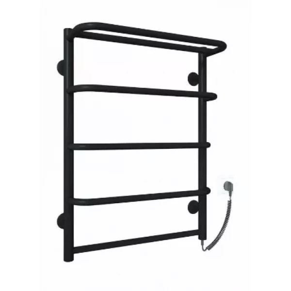 Полотенцесушитель электрический DEFFI Стандарт с полкой 500x700 мм, 100 Вт, правый, черный