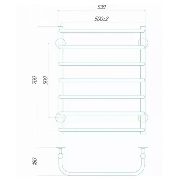 Полотенцесушитель электрический DEFFI Стандарт 500x700 мм 100 Вт правый черный