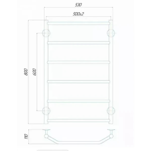 Полотенцесушитель электрический DEFFI Трапеция 500x800 120 Вт левая хромированная