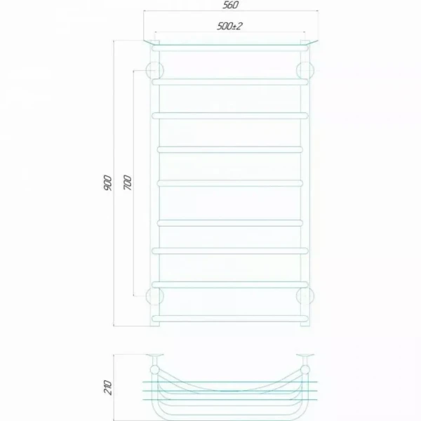 Полотенцесушитель водяной DEFFI Юность 500x900 мм