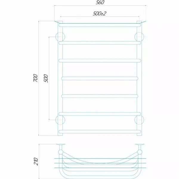 Полотенцесушитель электрический DEFFI Юность 500x700 мм 120 Вт левая хромированная