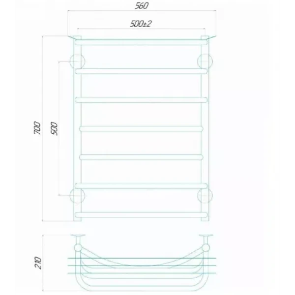 Полотенцесушитель электрический DEFFI Юность 500x700 120 Вт, правая, хром