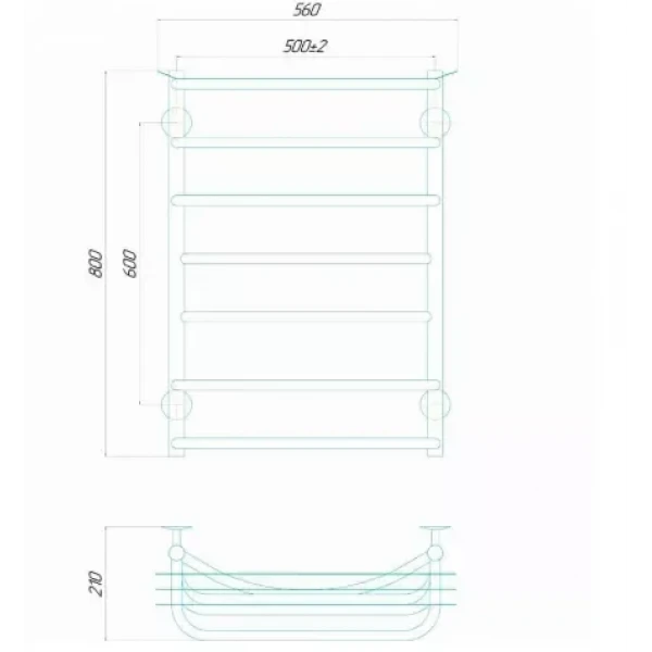 Полотенцесушитель электрический DEFFI Юность 500x800 118 Вт хромированная левая