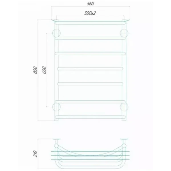 Полотенцесушитель электрический DEFFI Юность 500x800 130 Вт хром права