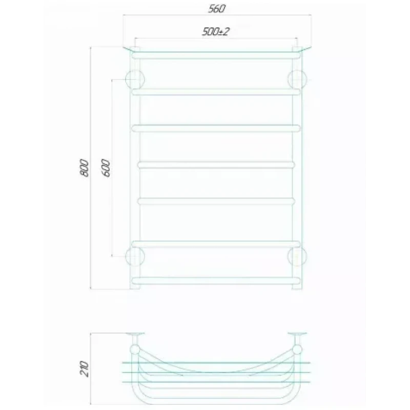 Рушникосушарка електрична Deffi Юність 500x800 правий, 130 Вт, хром