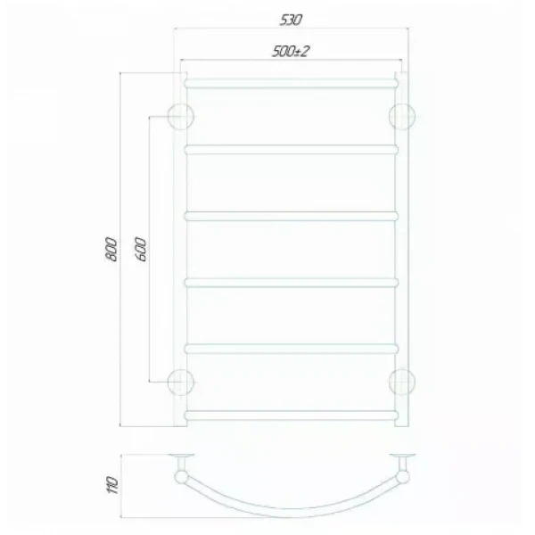 Полотенцесушитель водяной DEFFI Классик 500x800 мм