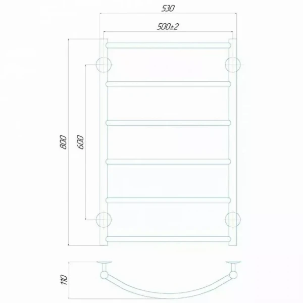 Полотенцесушитель водяной DEFFI Классик 500x800 мм