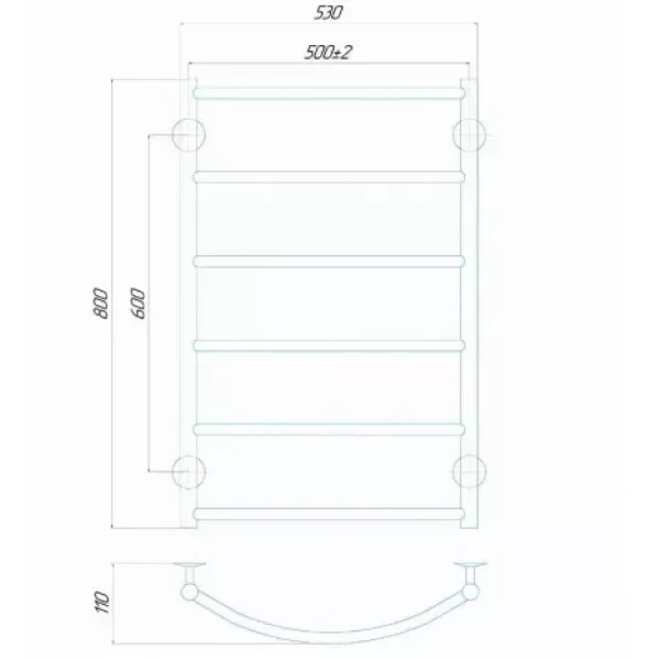 Полотенцесушитель электрический DEFFI Классик 500x800 110 Вт левый хромированный