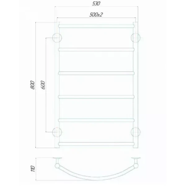 Полотенцесушитель электрический DEFFI Классик 500x800 хром 110 Вт правый