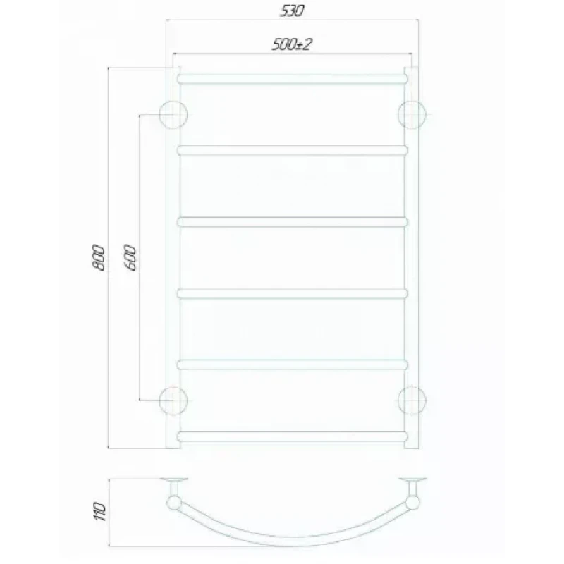 Рушникосушарка електрична Deffi Класик 500x800 правий, 110 Вт, хром