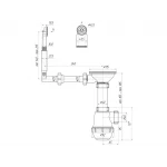 Сифон для мийки ANI-plast A0145S P15, 1 1/2