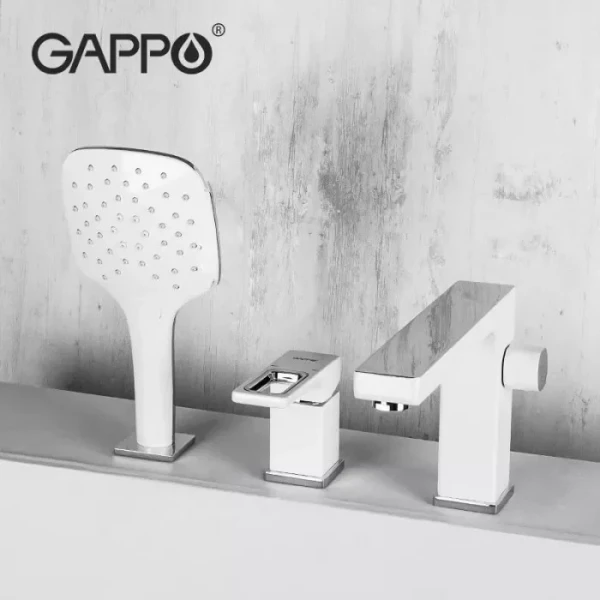 Змішувач для ванни на борт GAPPO G1117-8, білий/хром