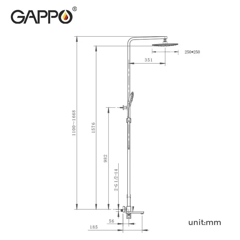 Душевая система GAPPO G2417-6 черная с переключателем на лейку