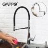 Смеситель для кухни GAPPO G4398-15 с гибким изливом черный/хром, 2 режима