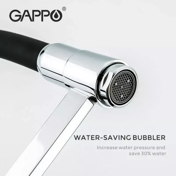 Смеситель для кухни GAPPO G4398-15 с гибким изливом черный/хром, 2 режима