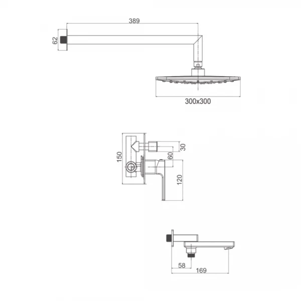 Душевая система GAPPO G7117-6 с переключателем на лейку на 3 функции черная