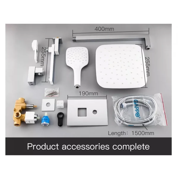 Встраиваемая душевая система GAPPO G7117-8 белая/хром с переключателем на лейку 3-функции