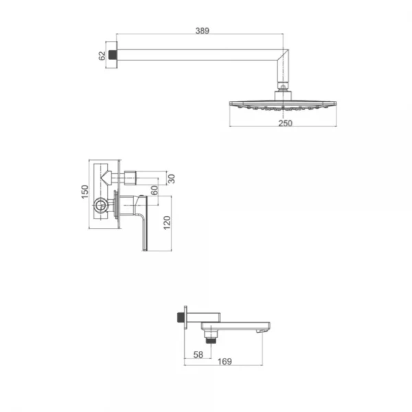 Встраиваемая душевая система GAPPO G7117-8 белая/хром с переключателем на лейку 3-функции