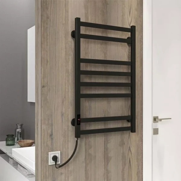 Полотенцесушитель электрический DEFFI Avast 500x800 140 Вт левый черный