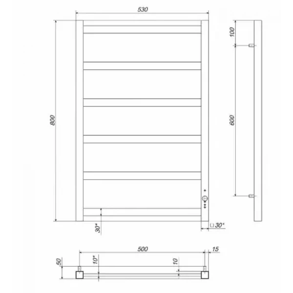 Полотенцесушитель электрический DEFFI Avast 500x800 140 Вт левый белый