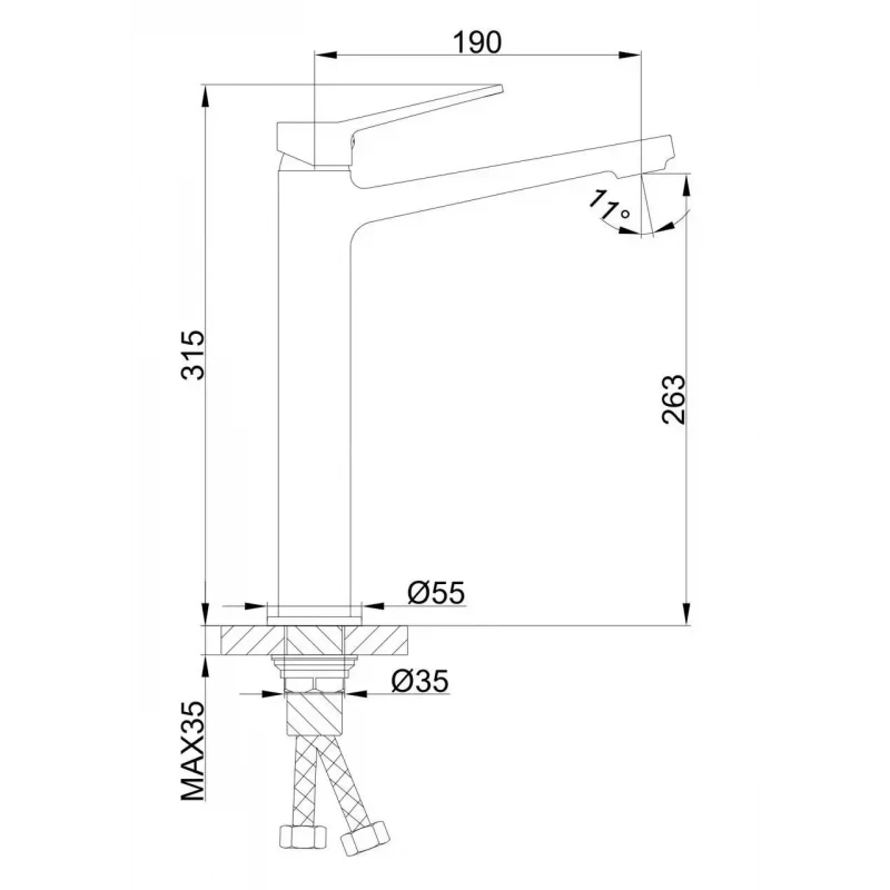 Смеситель для умывальника FRAP F1061-2 высокий хромированный