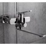 Душевая система FRAP F2461 с поворотным изливом, переключателем на лейку, 3 режима, белая/хром