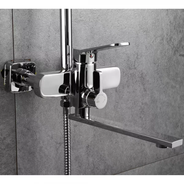 Душевая система FRAP F2461 с поворотным изливом, переключателем на лейку, 3 режима, белая/хром