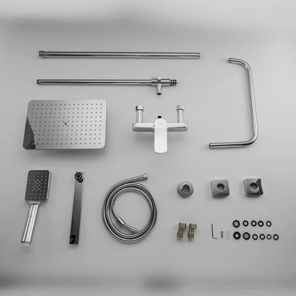 Душевая система FRAP F2461 с поворотным изливом, переключателем на лейку, 3 режима, белая/хром