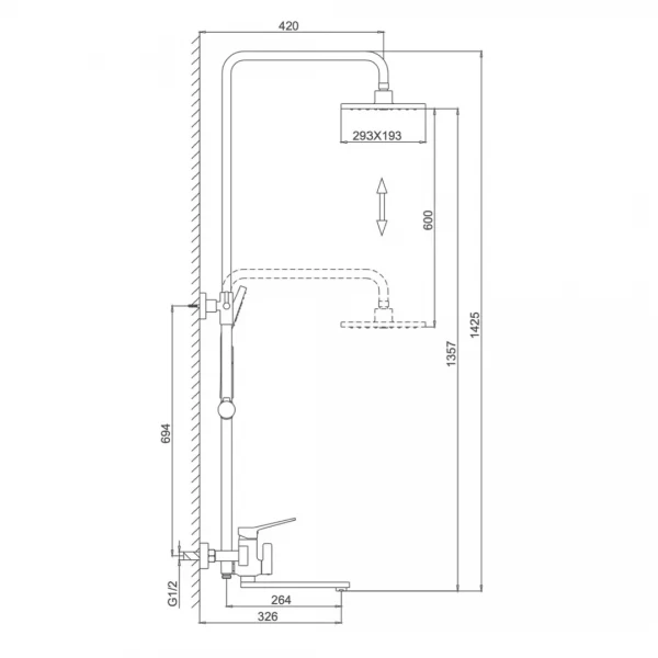 Душевая система FRAP F2461 с поворотным изливом, переключателем на лейку, 3 режима, белая/хром