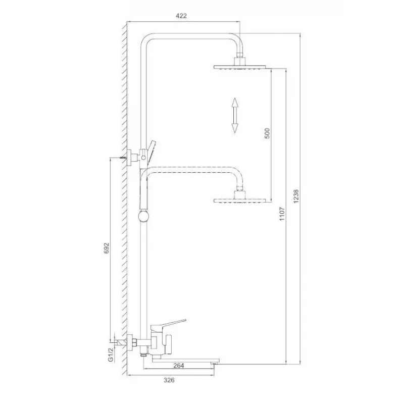 Душевая система FRAP F2462 с поворотным изливом и переключателем на лейку, 3 режима, черная