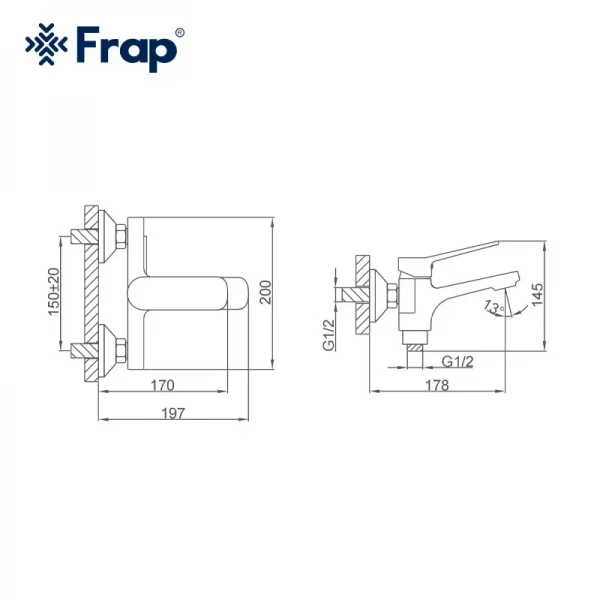 Смеситель для ванны FRAP F3261 хромированный