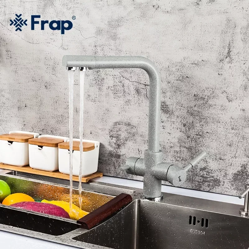 Смеситель для кухни FRAP F4352-22 на две воды серый