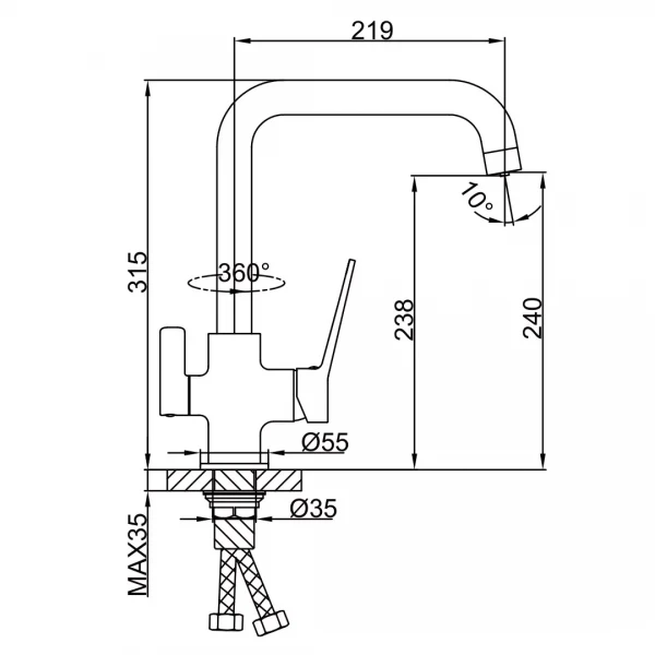 Смеситель для кухни FRAP F4362 для двух вод черный