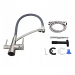 Смеситель для кухни FRAP F4374-5 сатин/серый для двух вод