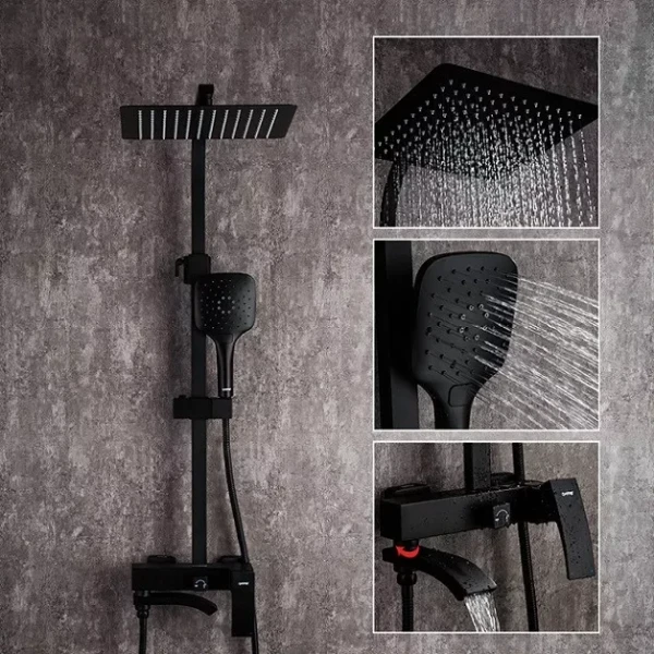 Душевая система GAPPO G2407-6 черная с переключателем на лейку 3 функции