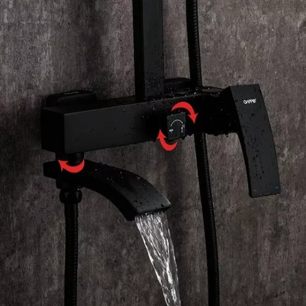 Душевая система GAPPO G2407-6 черная с переключателем на лейку 3 функции