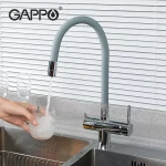 Смеситель для кухни GAPPO G4398-30 с гибким изливом серый/хром