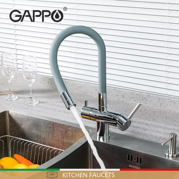 Смеситель для кухни GAPPO G4398-30 с гибким изливом серый/хром
