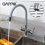 Смеситель для кухни GAPPO G4398-30 с гибким изливом серый/хром