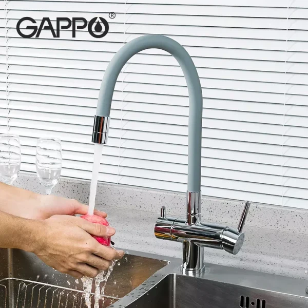 Смеситель для кухни GAPPO G4398-30 с гибким изливом серый/хром